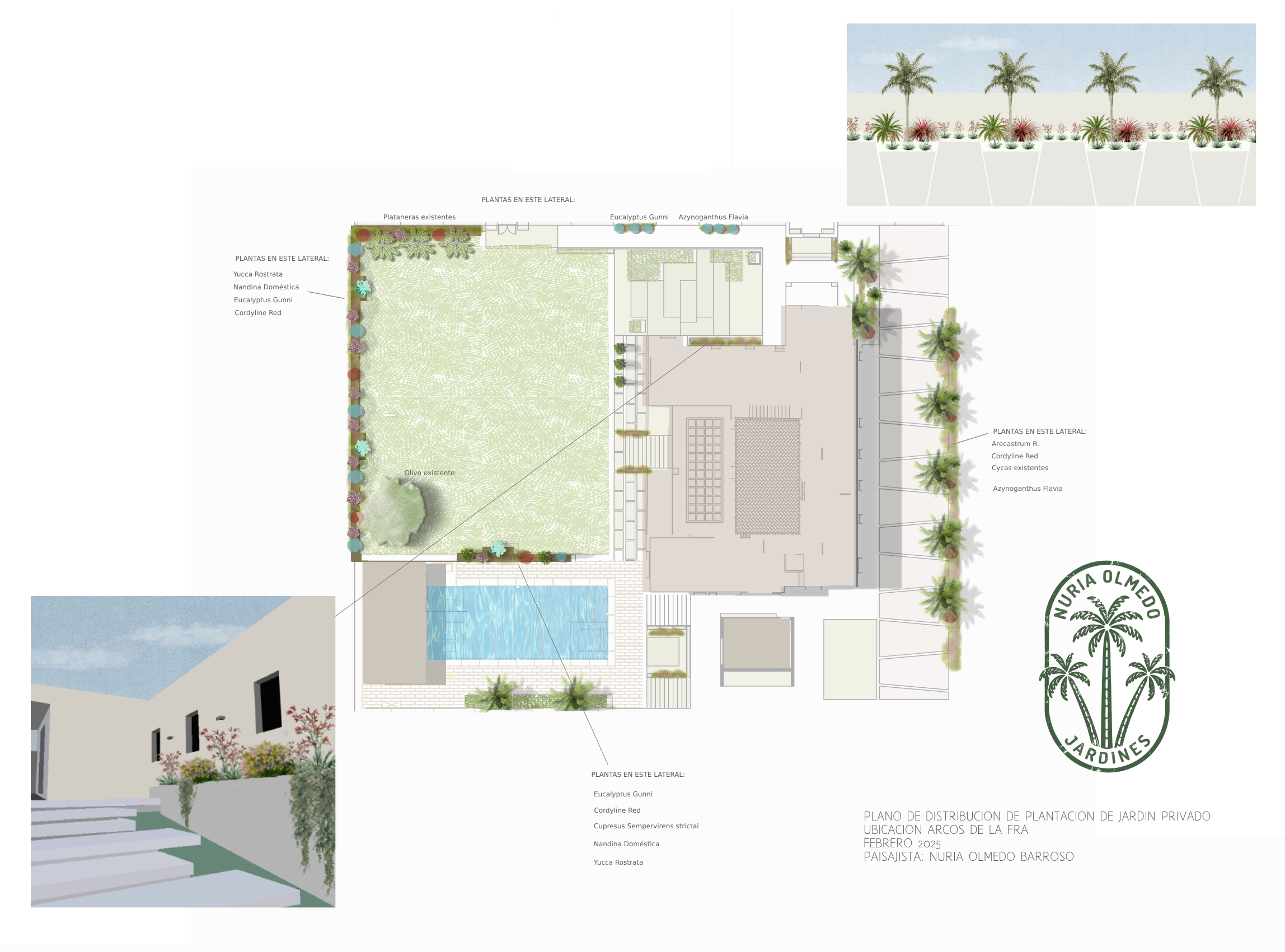 Plano de presentación de jardín privado